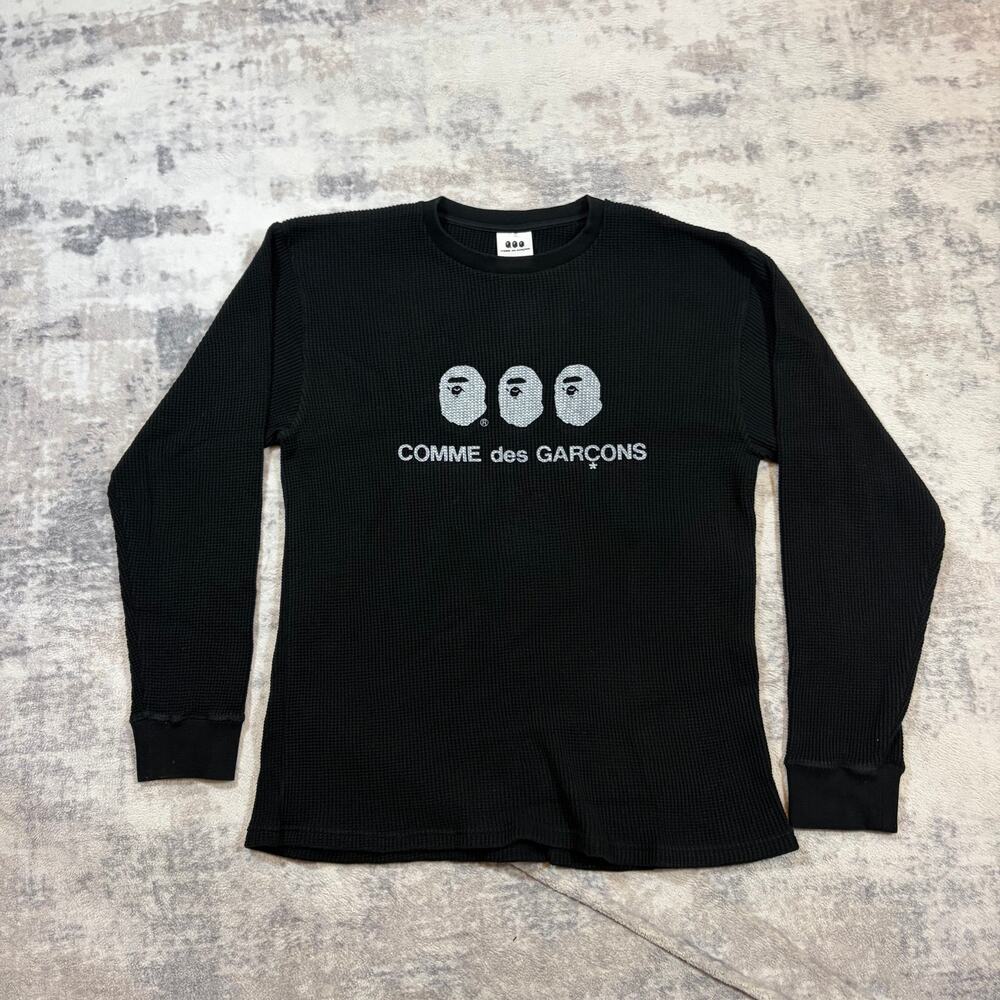Authentic Bape x CDG Longsleeve Thermal Waffle Tee XL